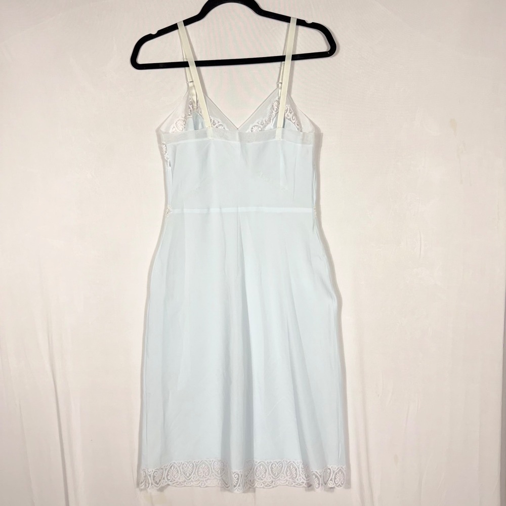 Vtg Baby Blue Lace Trim Full Slip Dress XS/S Adjustable Strap Lingerie Nightgown - Picture 2 of 5